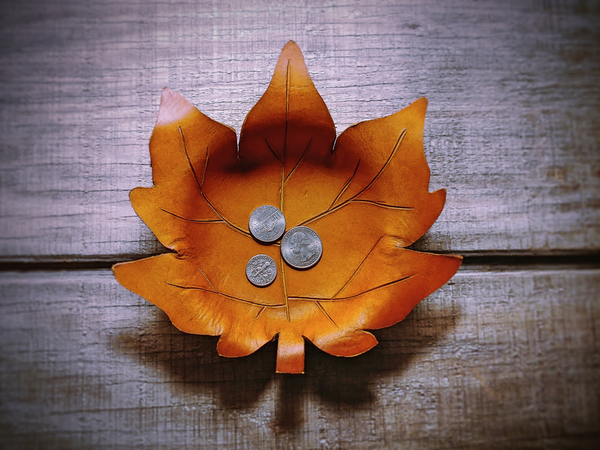 Molded Leather Leaf Bowl